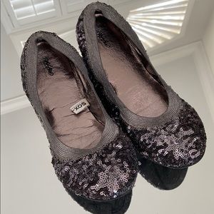 Silver sequin ballet flats